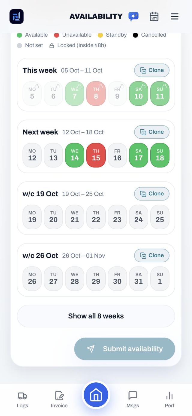 Operations Engine — the real screen in the Runmark portal